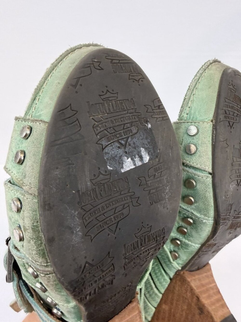 John Fluevog Women's Janice Mint Green Platform Heeled Sandal Size 6 READ - Picture 15 of 16